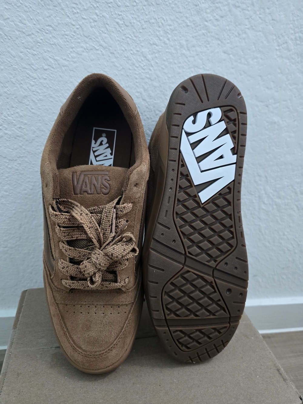 Vans Men’s Brown Suede Low-Top Sneakers with Branded Outsole